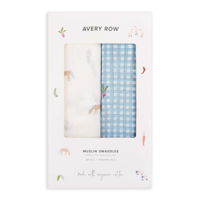 Avery Row - Muslin Swaddle Set of 2 - Little Farm / Radish Mother & Baby