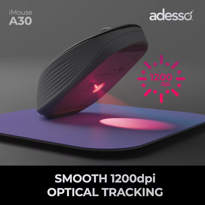 Adesso - Mouse Wireless A30 4 Buttons Up to 1200DPI With