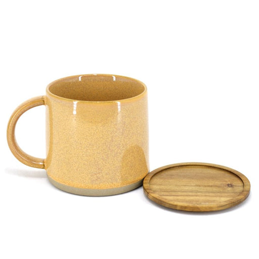 BIA - Reactive Mug with Lid Ceramic Stoneware Coffee and Tea Mug Dishwasher Safe Home & Kitchen Yellow