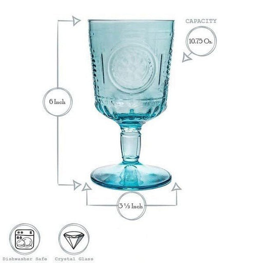 Bormioli Rocco - Romantic Light Blue Wine/Water x4 - 320ml Home & Kitchen
