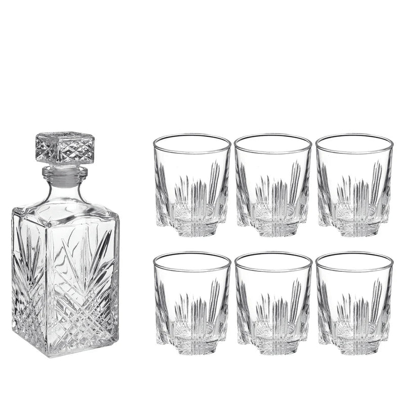 Bormioli Rocco - Selecta Whisky Set 7pc - Decanter 1L | Tumbler 280ml Home & Kitchen