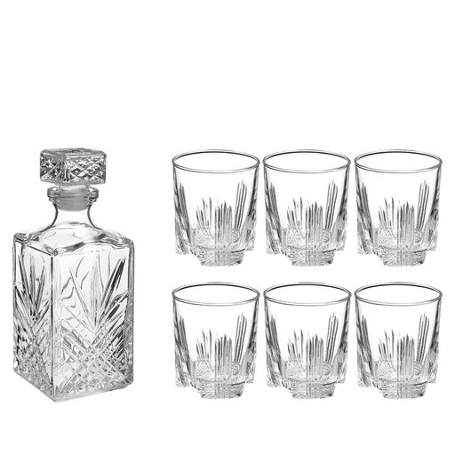 Bormioli Rocco - Selecta Whisky Set 7pc - Decanter 1L | Tumbler 280ml Home & Kitchen