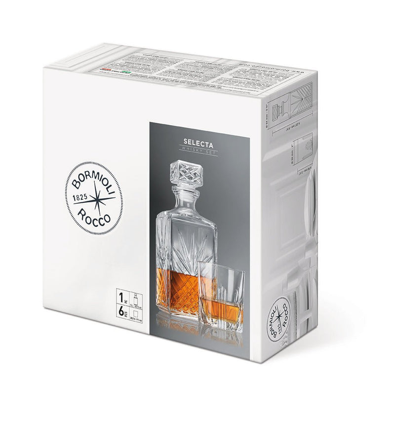Bormioli Rocco - Selecta Whisky Set 7pc - Decanter 1L | Tumbler 280ml Home & Kitchen