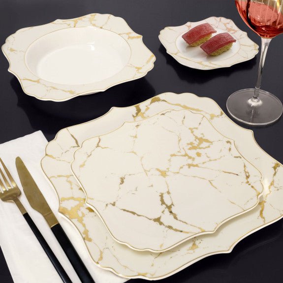 Brilliant - CREAM MARBLE 18PC DINNER SET Home & Kitchen