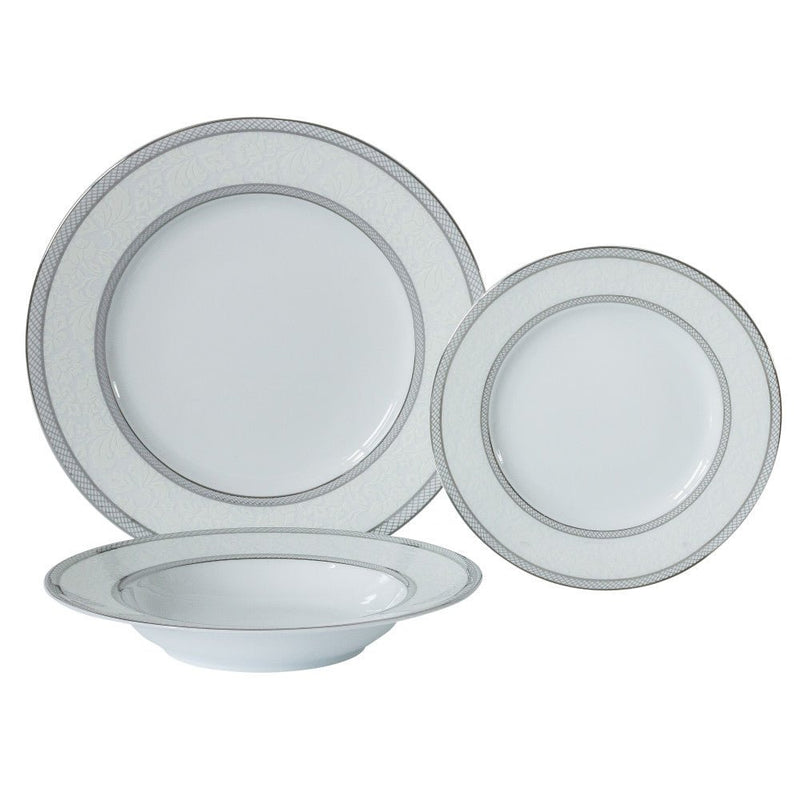 Brilliant - FLORAL LACE PLATINE 18 PC DINNERSET Home & Kitchen