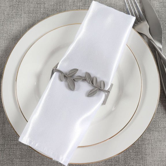 Brilliant - NAPKIN RING FLAT - VINTAGE SILVER S/4 Home & Kitchen