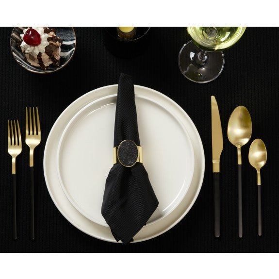 Brilliant - NAPKIN RING MEDALLION MARBLE BLACK Home & Kitchen