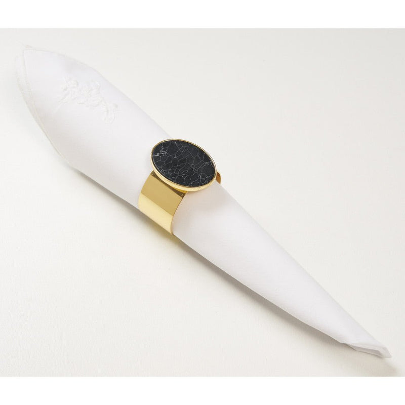 Brilliant - NAPKIN RING MEDALLION MARBLE BLACK Home & Kitchen