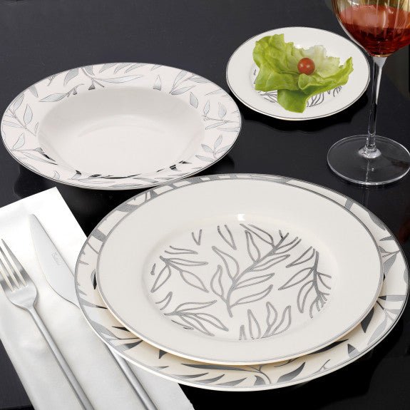Brilliant - OLIVE LEAVES PLATINE B&B PLATE SET/6 Home & Kitchen