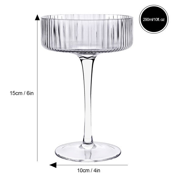 Brilliant - RIBBED CLEAR COCKTAIL AZUR 290ML SET/4 Home & Kitchen