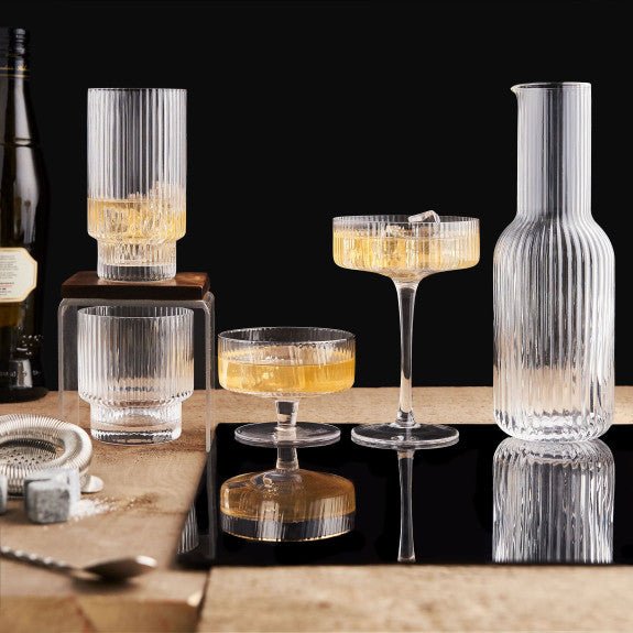 Brilliant - RIBBED CLEAR COUPE DESSERT 210ML SET/4 Home & Kitchen