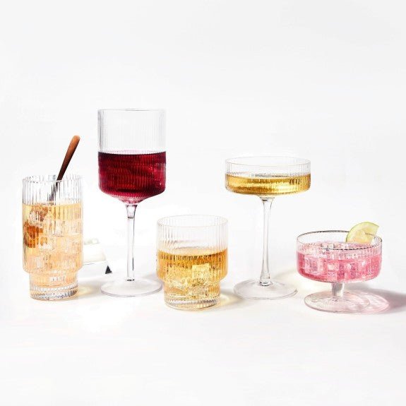 Brilliant - RIBBED CLEAR HIGHBALL 420ML SET/4 Home & Kitchen