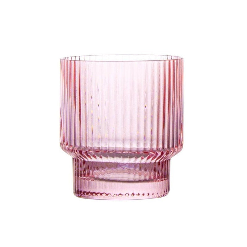 Brilliant - RIBBED PINK OLD FASHIONED 340ML SET/4 Home & Kitchen
