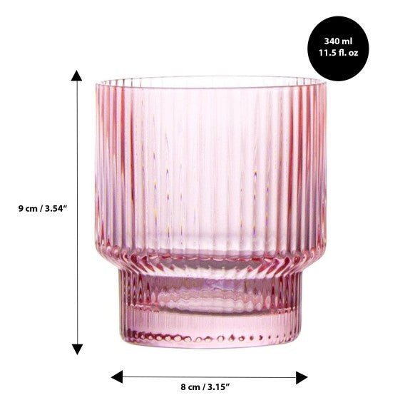 Brilliant - RIBBED PINK OLD FASHIONED 340ML SET/4 Home & Kitchen