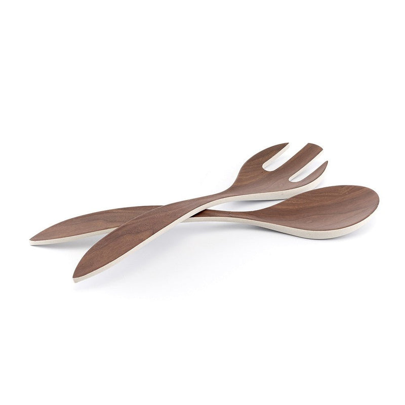 Brilliant - WALNUT BASIC WHITE SALAD SERVER SET Home & Kitchen