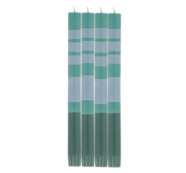 British Colour Standard - Striped Dinner Candle x4 Beryl - Bokara - Moonstone Home & Kitchen