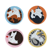 Broderie - DIAMOND ART DIY COASTER SET - CATS Arts & Entertainment
