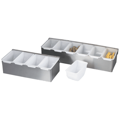 Browne - Bar Caddy - 6 - Condiment Tray - with Clear Plastic Lid - 17.8x5.5x3.5" / 45.2x14x8.9 cm Home & Kitchen