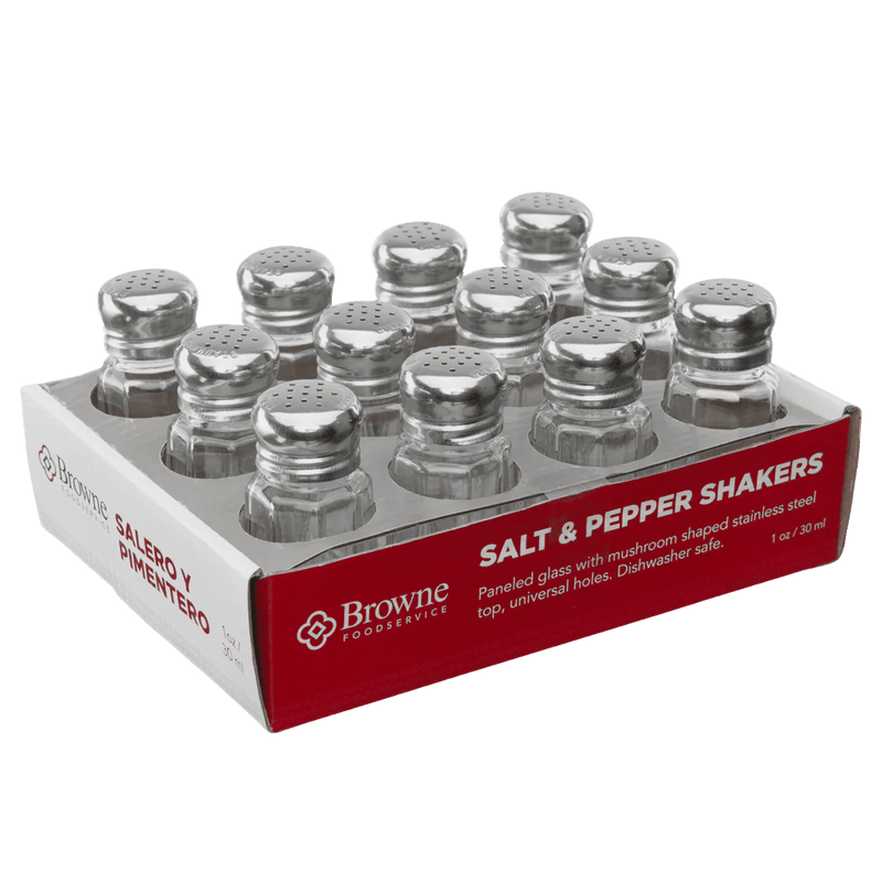 Browne - Salt & Pepper Shaker, Mushroom Top, 1oz/29ml, 3x1.6"/7.6x4.1cm, 12 Pack Home & Kitchen