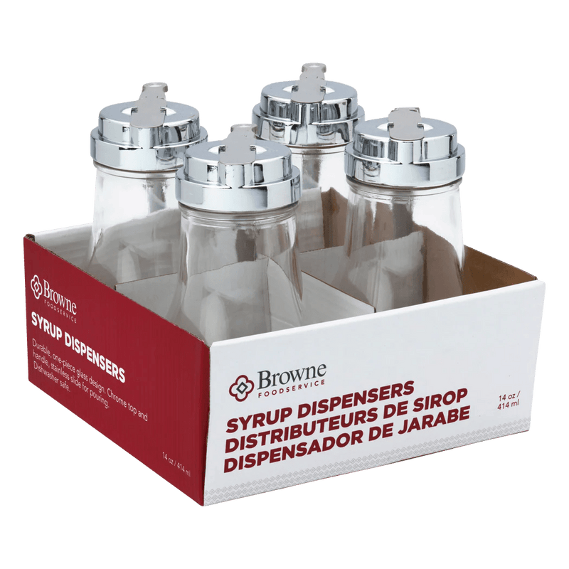 Browne - Syrup Dispenser, Heavy Glass, 14oz/414ml, 6x3.5"/15.2x8.9cm, 4 Pack Home & Kitchen