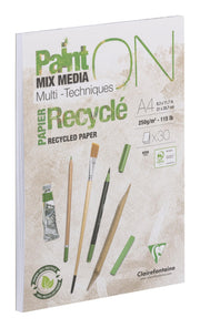 Clairefontaine - Paint'On A4 recycled paper pad 30S white 250g Arts & Crafts