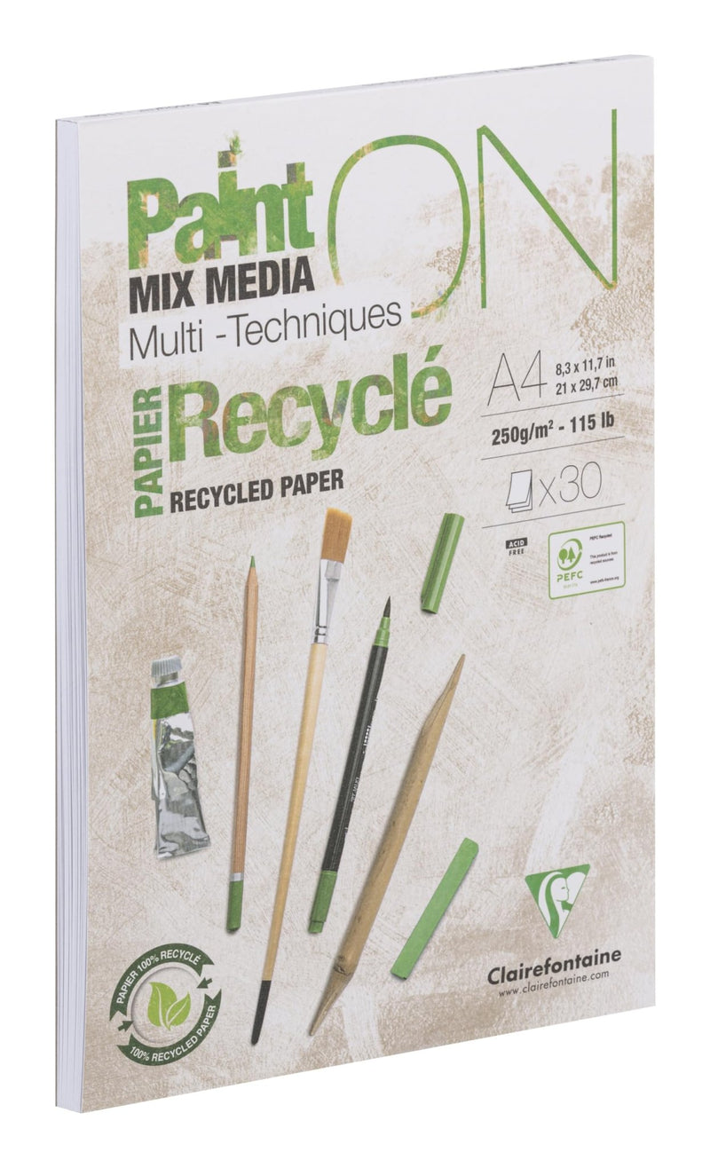 Clairefontaine - Paint'On A4 recycled paper pad 30S white 250g Arts & Crafts