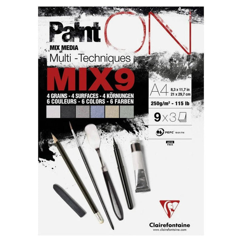 Clairefontaine - Paint'On Drawing pad Mix 27S (9X3S) Ass.A4 250g Toys & Games