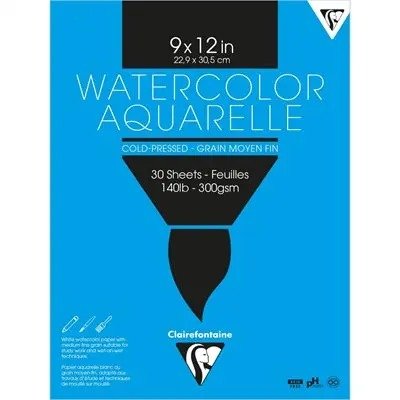 Clairefontaine - Watercolor Drawing pad Glued 22.9X30.5 30 sheets 300G Arts & Crafts