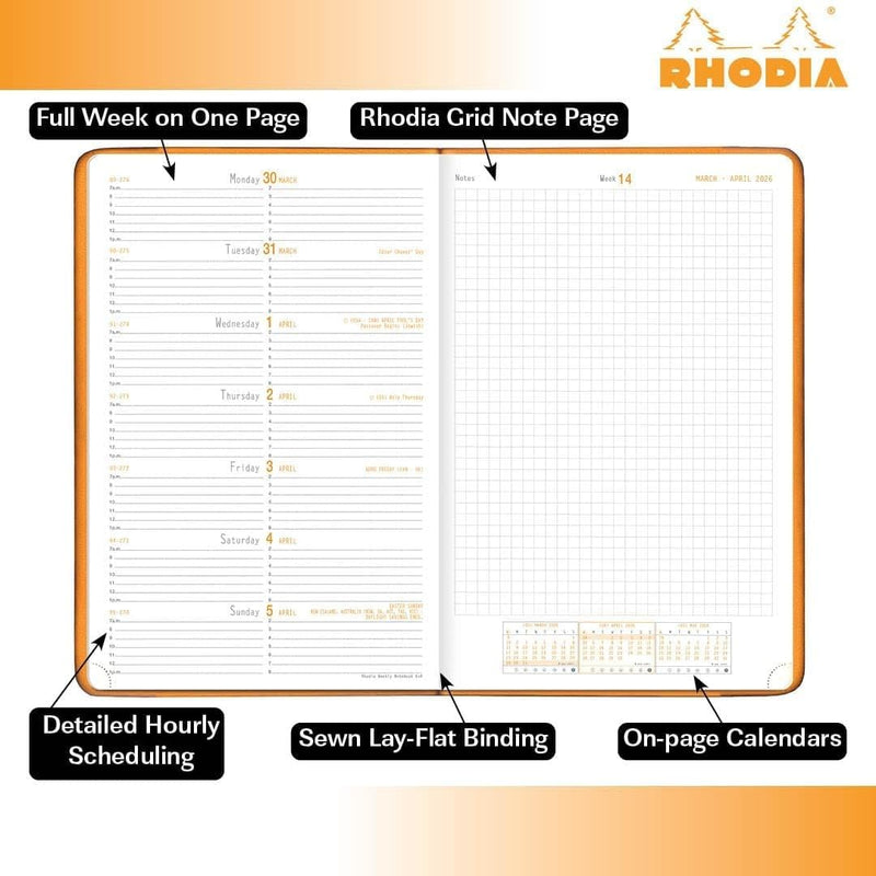 Clairefontaine - Webplanner 2026: horizontal Grid Agenda - Poppy - A5. 160 pages (5.8x8.3in)