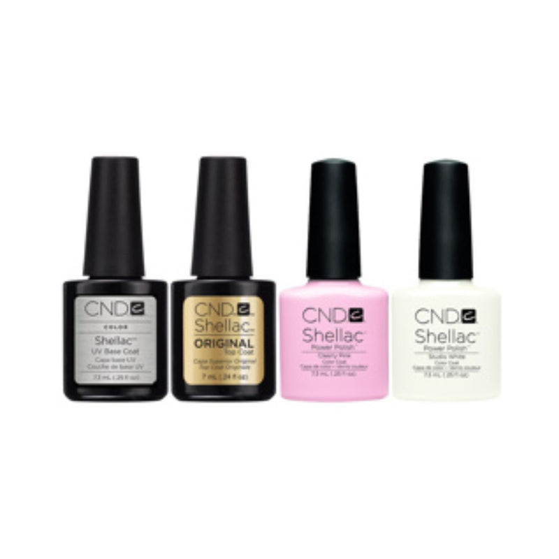 CND - Shellac Esmalte Top, Base Coat & Beau, Studio White 7.3 mL