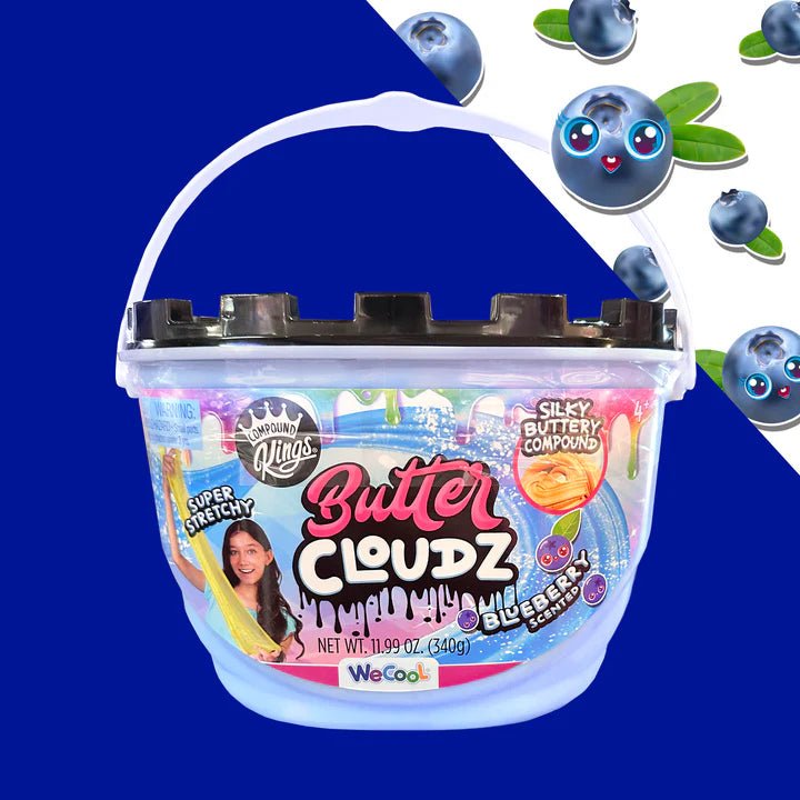 COMPOUND KINGS Fluffy Butter Cloudz Compound Bucket For Girls & Boys | Sensory Toys | Non - Toxic & Non - Sticky | Stress Re Toys & Games 13.40 Oz Strawberry / Blueberry