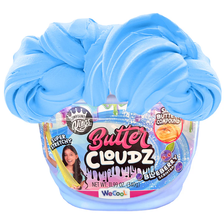 COMPOUND KINGS Fluffy Butter Cloudz Compound Bucket For Girls & Boys | Sensory Toys | Non - Toxic & Non - Sticky | Stress Re Toys & Games 13.40 Oz Strawberry / Blueberry