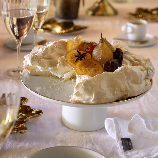 Costa Nova - Resonance Porcelain Gold Rim Footed Plate Home & Kitchen