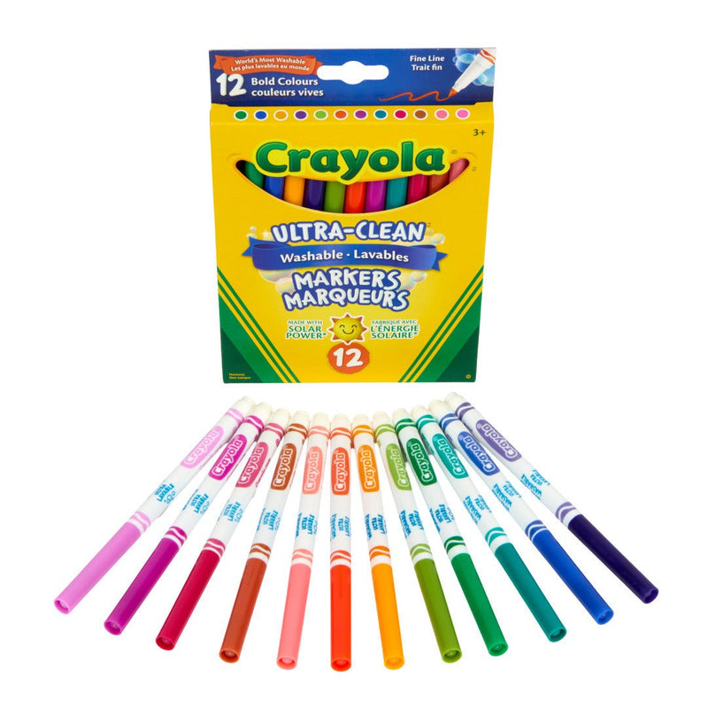 Crayola - 12 WASHABLE FINE LINE, BOLD Arts & Crafts