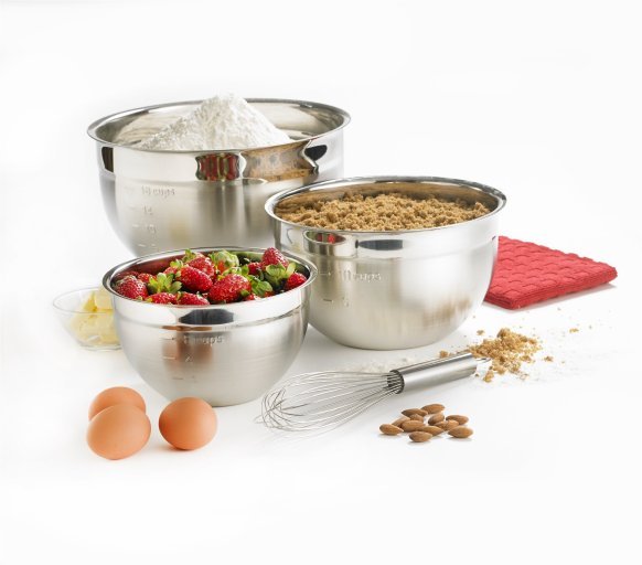 Cuisipro - Mixing Bowl Set 3pc/Set 1,5, 3, 5qt/1.4, 2.8, 4.7L SS Home & Kitchen