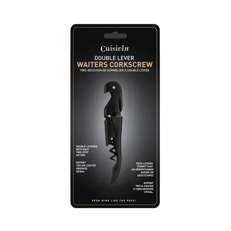Cuisivin - Double Lever Waiter's Corkscrew - All Black - carded Home & Kitchen