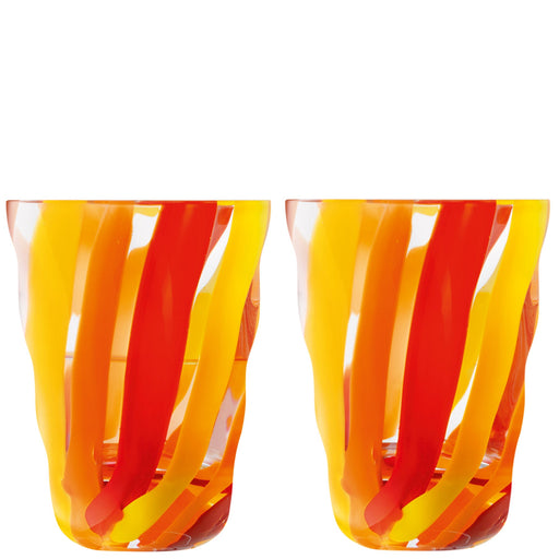 David Shaw - Folk Tumbler 280ml Orange/Red/Yellow x 2 Home & Kitchen