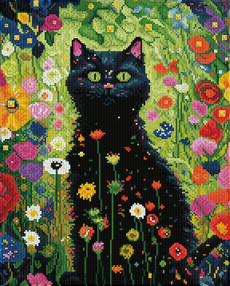 DIAMOND DOTZ - GARDEN CAT (19.9" x 15.9") Arts & Crafts