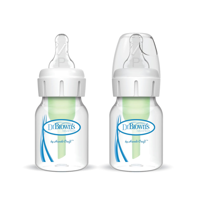 Dr Brown's - 2oz/60mL Narrow Anti - colic Options+ Baby Bottle, Preemie Flow Nipples, 2 - Pack Mother & Baby