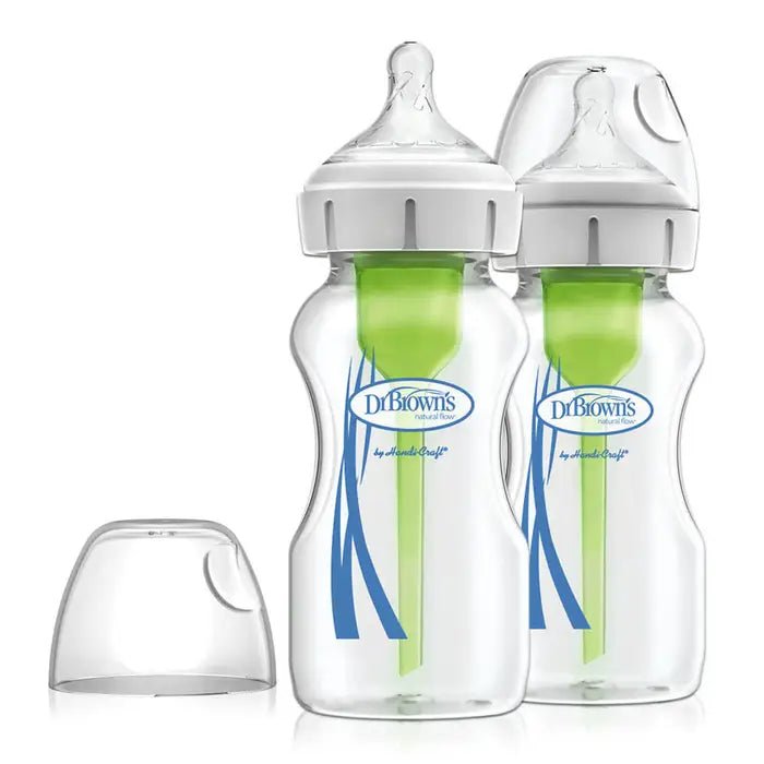 Dr Brown's - 9oz/270mL Glass Wide - Neck Anti - colic Options+ Baby Bottle, 2 - Pack Mother & Baby