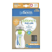 Dr Brown's - 9oz/270mL Glass Wide - Neck Anti - colic Options+ Baby Bottle, 2 - Pack Mother & Baby