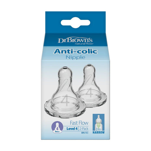 Dr Brown's - Level 4 Silicone Narrow Nipple, 2 - Pack Mother & Baby