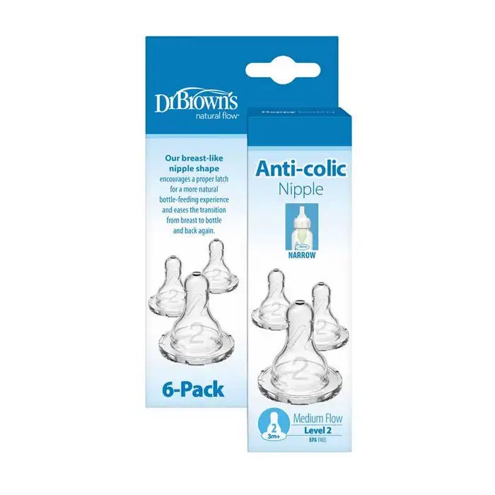 Dr Brown's - Narrow Level 2 Nipple, 6 - Pack Mother & Baby