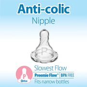 Dr Brown's - Preemie Flow Silicone Narrow Nipple, 2 - Pack Mother & Baby