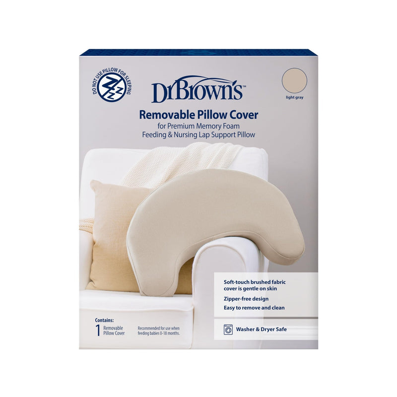 Dr Brown's - Removable Cover for Premium Memory Foam Feeding & Nursing Lap Support Mother & Baby Light Gray