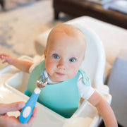Dr Brown's - Soft Grip Spoon & Fork Set, Blue and White Mother & Baby