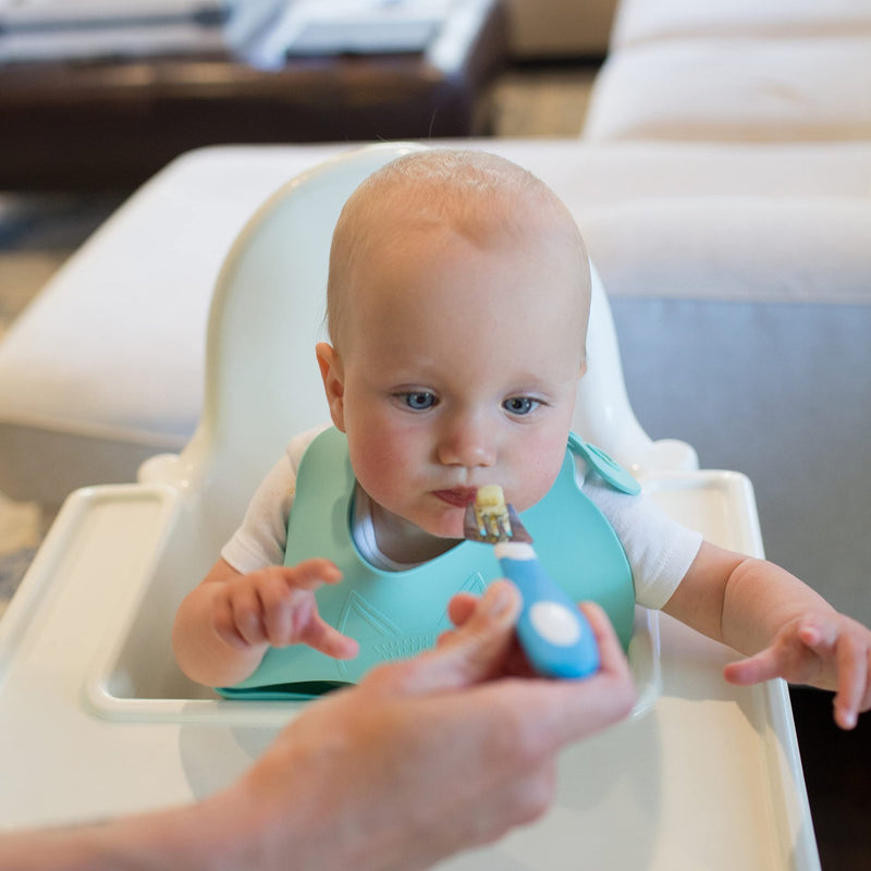 Dr Brown's - Soft Grip Spoon & Fork Set, Blue and White Mother & Baby