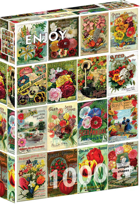 ENJOY - 1000 Piece Puzzle - Vintage Flower Seed Packets