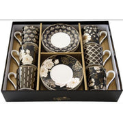 Easy Life - ART DECO & FLOWERS - Set of 6 Espresso Cup & Saucers | 100 ml Home & Kitchen
