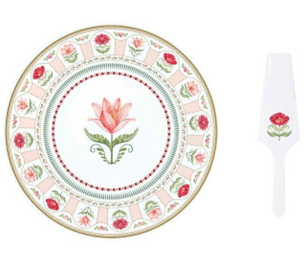 Easy Life - FLOWERY - Cake Plate with Server | 32 cm / 12.6 in Home & Kitchen